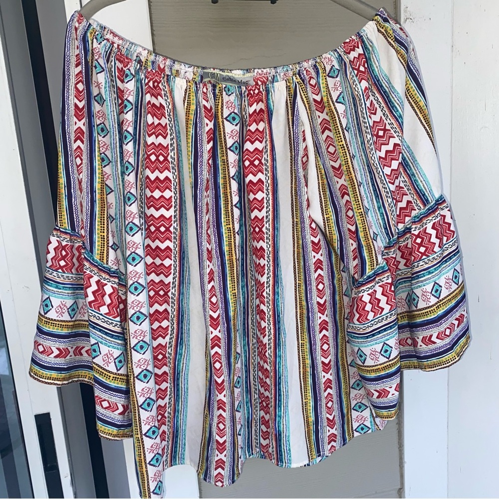 Anthropologie Callie Mac Women’s Aztec Off The Shoulder Top